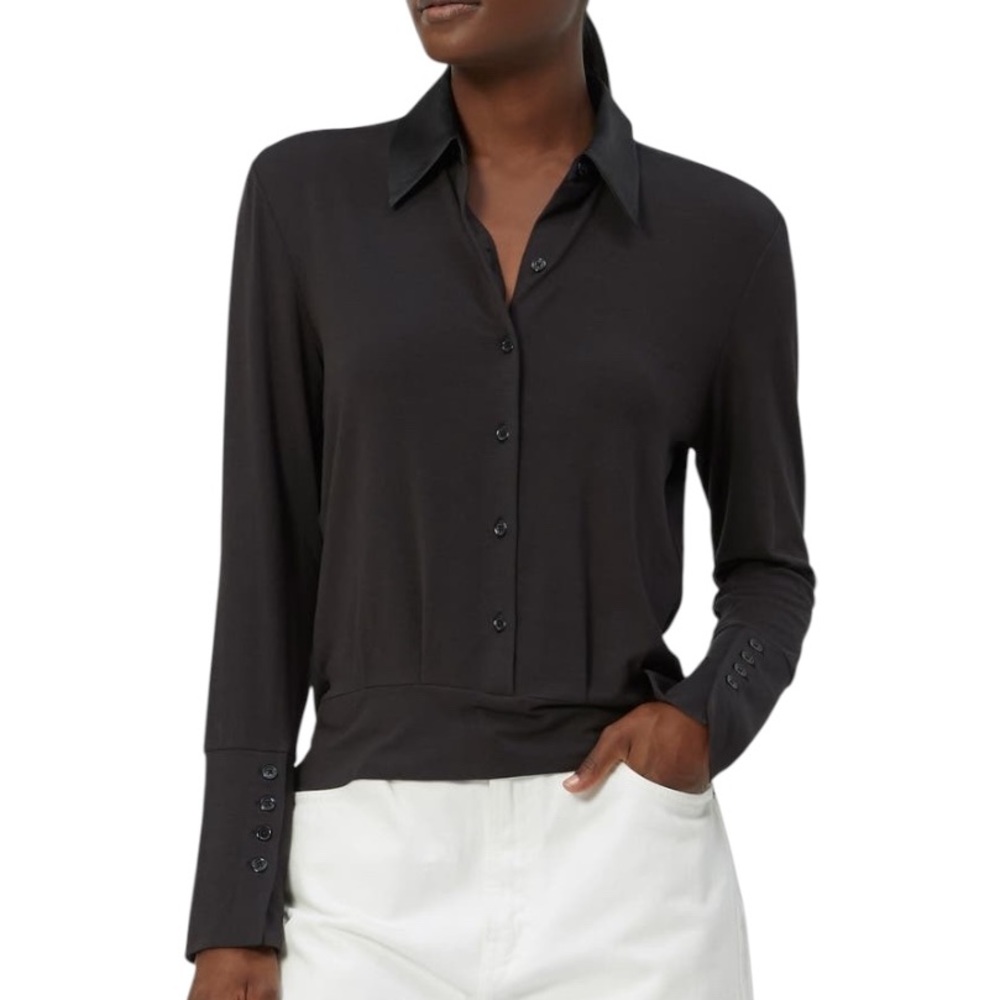 Equipment Loice Black Button-Up Long Sleeve Button Flared Cuff Knit Top - XS